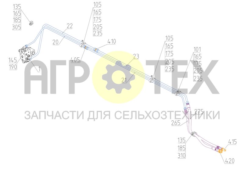 Чертеж Гидрооборудование привода мотовила (S300.09.54.100)